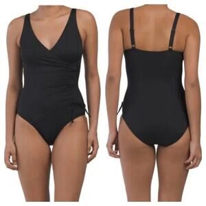 Nip Tuck Solid Black Amanda One Piece Swimsuit Size 8